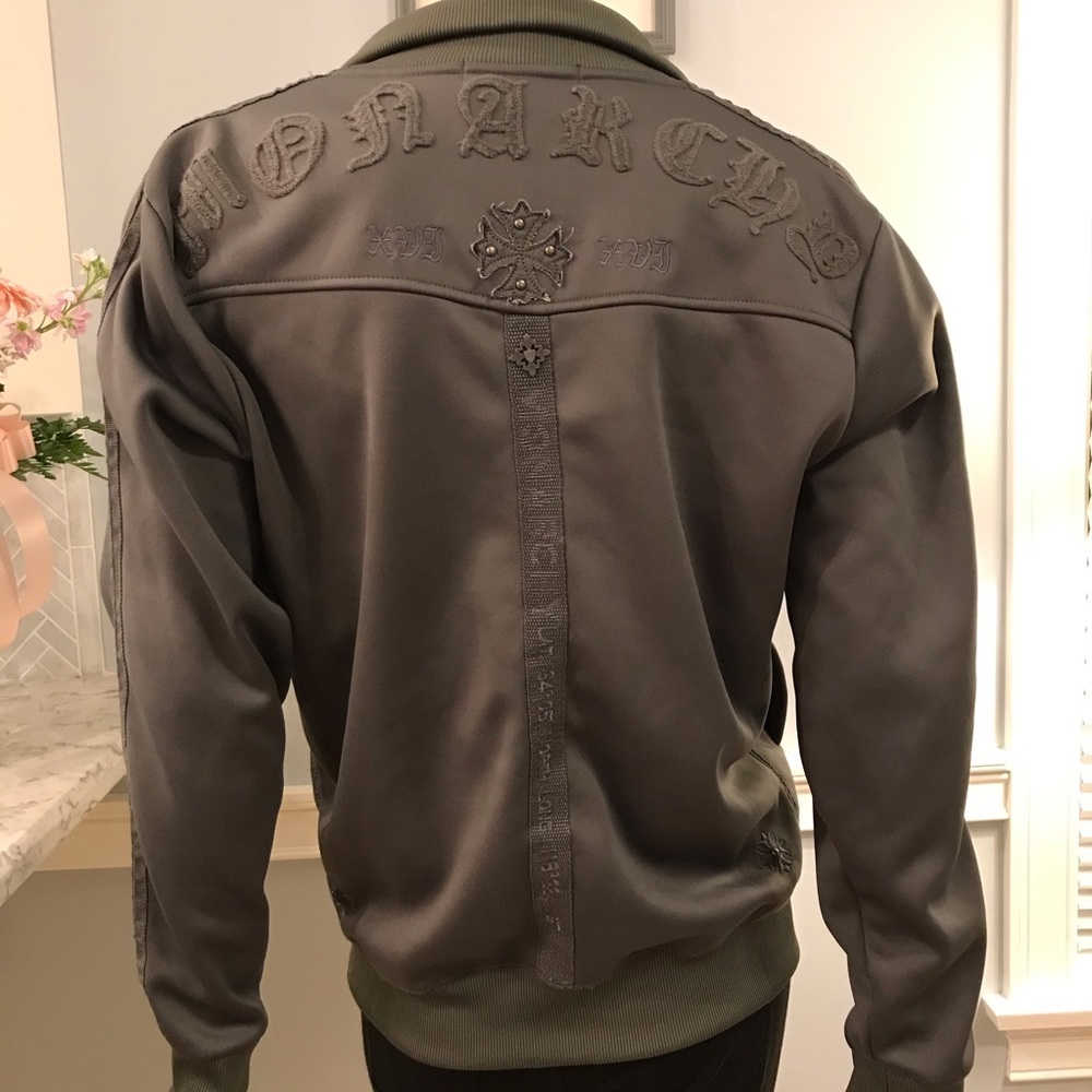 20. Embroidered Track Jacket by Monarchy Mens sz Large Army green